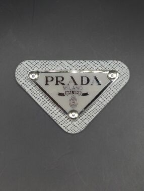 Light Gray Prada Triangle Patch/Croc Charm